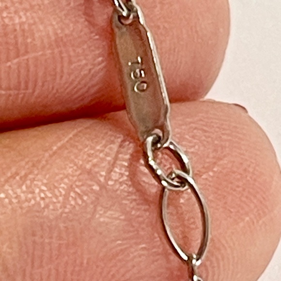 Tiffany & Co. Solid 18k White Gold Diamond Heart Key Necklace Oval Link Chain - Picture 10 of 14